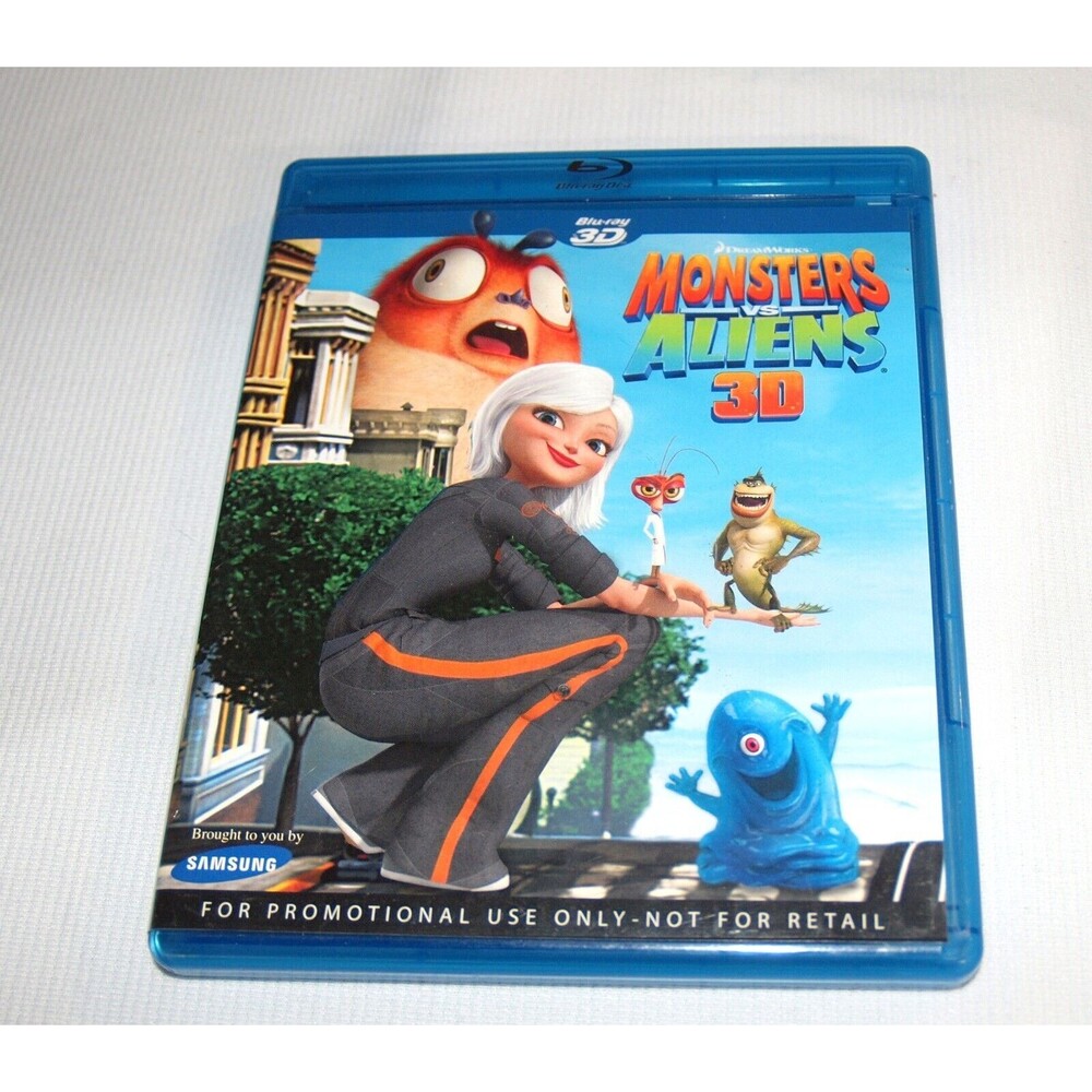 Dreamworks Monsters Vs Aliens 3D & Reg (Blu Ray 3D 2010) Rare Promotional Copy